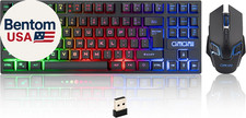 Wireless Gaming Keyboard and Mouse Combo, Rechargeable 87 Key LED Light up Keybo