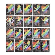 Pokemon Metalowe karty Czarne złoto Folia / Tęczowy wzór (wzór) Pudełko 55
