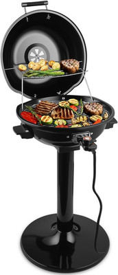 1600W Portable Electric Grill with Adjustable Heat & Removable Stand for BBQs