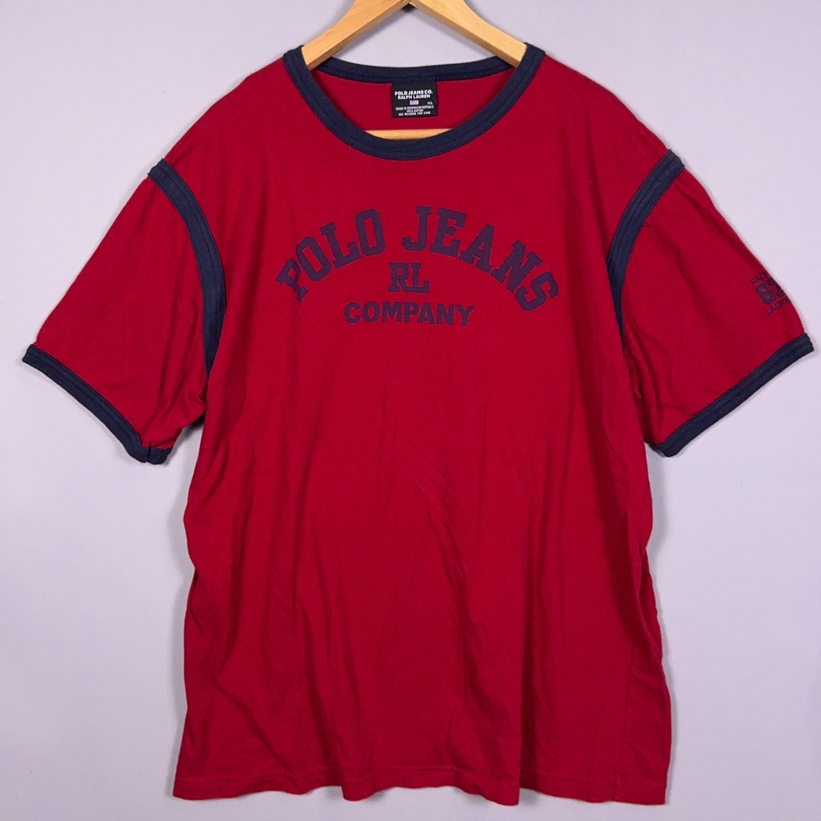 Vintage Polo Jeans Ralph Lauren Athletic Ringer T-Shirt Mens XL Y2K Streetwear