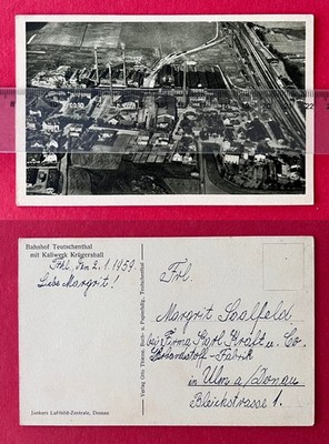 AK TEUTSCHENTHAL um 1959 Bahnhof mit Kaliwerk Krügershall Luftbild   ( 175748