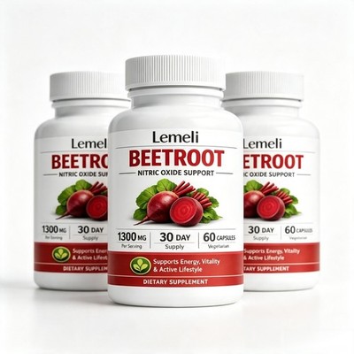 1-3 Pack Lemeli Beetroot Capsules 1300mg, Lemeli Beet Root Extract Supplement US