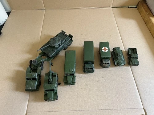 Job Lot Of  8 x Vintage Army Vehicles, Dinky Diecast Toys made in England