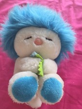 Vintage Dakin Frou Frou Nature Babies Plush Blue Hair 1982 White Lion