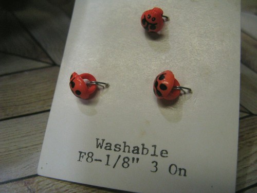 Doll Clothing 27 Tiny Vtg Buttons 6 Packs 2 Hole Pink Red Shank Black Ladybug - Picture 9 of 10