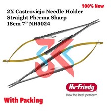 2 PC HU FRIEDY Curved Castroviejo Perma Sharp™ Needle Holder 18cm (7) NH5024RC