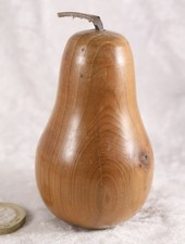 Unbranded  Handmade dark Wooden Pear 3 inches tall faux fruit decorative LOT C