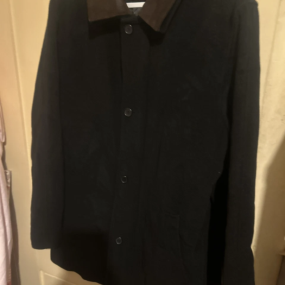 TASSO ELBA Men's Black Fine Wool Cashmere Blend Suede Collar Coat SIZE: L - Image 4 of 4