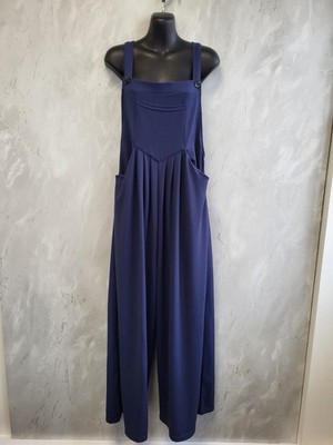 Halara dunkelblaue Latzhose mit weitem Bein und Taschen mit Faltendetail Größe M Petite.PWM