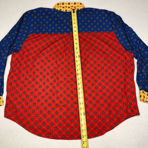 Vintage Elisabeth Liz Claiborne Button Up Hemd Geometrisch Top Colorblock 80er Lxl - Bild 10 von 10