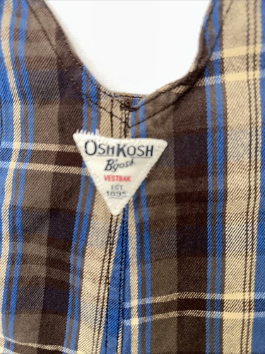 Toddler Oshkosh B’gosh Vestbak Overalls Size 18 Months. Brown Blue Plaid. - Picture 6 of 11