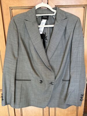 AKRIS Jacket Womens 14 Black & Swan Houndstooth Dandre Blazer NWT Retail $3990