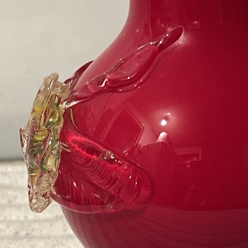 Cherry Blossom Art Glass Vase Red Cased - Mid 20th Century Vintage Retro Kitsch - Picture 10 of 24