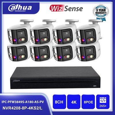 Dahua CCTV System 8CH 4k Security IP Camera 180° View ColorVu IR Mic Speaker Lot