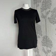 Dolce & Gabana D&G Black T-shirt With Chain Detail Neckline Size 42 Uk 10