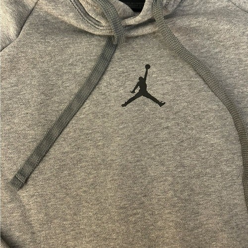 Jordan Dri Fit Hoodie Mens Small Gray Pullover Sweatshirt Center Logo Pockets - Picture 2 of 10