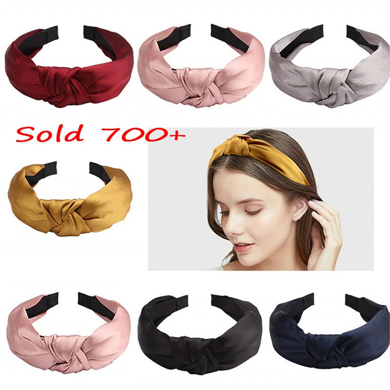 Women Headband Twist Hairband Bow Knot Cross Tie Wide Headwear Hair Band  Hoops