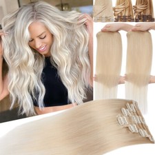 CLEARANCE Russian Remy Human Hair Extensions Clip In Full Head 8Pieces Real Hair