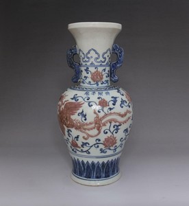 OLD RARE CHINESE BLUE AND WHITE PORCELAIN VASE WITH YONGLE MARK 30CM (E149)
