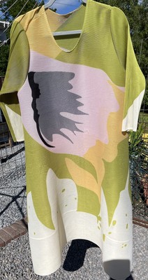 Neslay Paris Cream,pink,Green ,Orange Pleated Bouncy Dress OS Plus BNWT