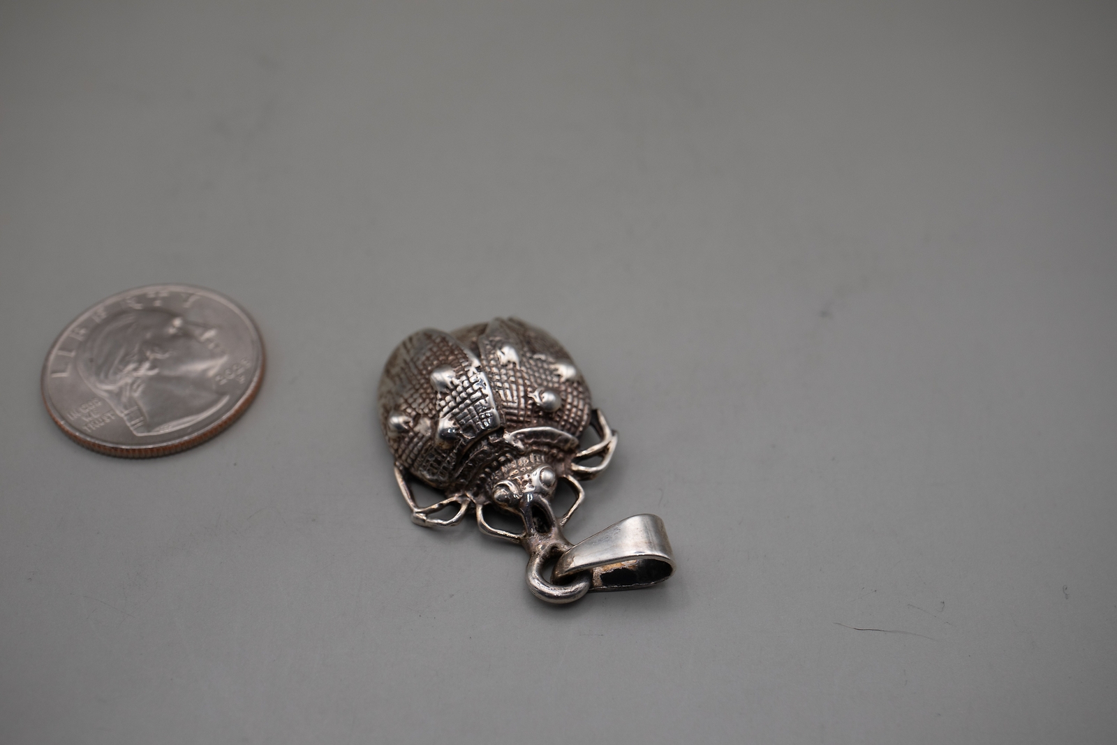 Vintage Solid Sterling Silver Ladybug Pendant Cha… - image 2