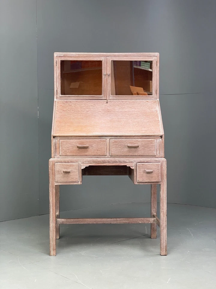 Antique Oak Bureau Heal's Style 1930s Vintage Design Drawers Limed EB9501 MWOO - Image 2 of 4