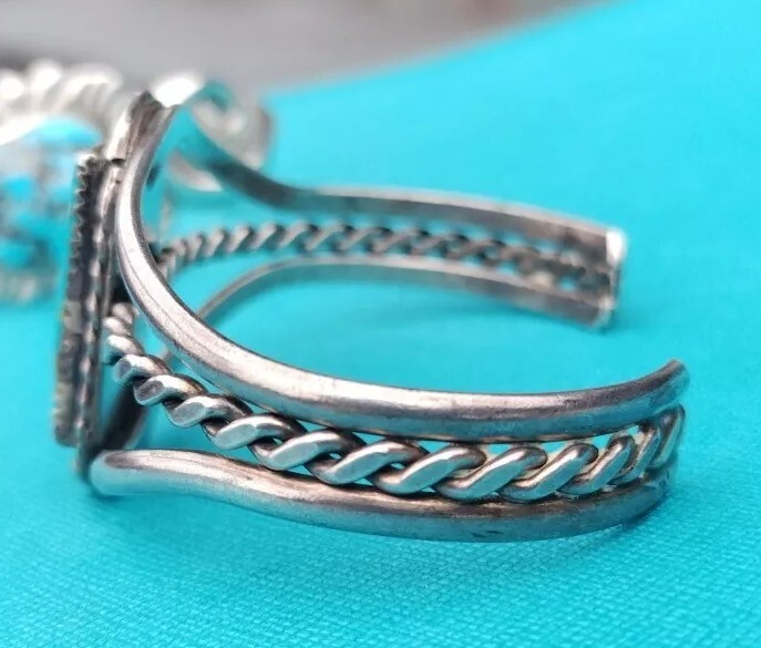 BEAUTIFUL STERLING SILVER LARGE RECTANGULAR TURQU… - image 4