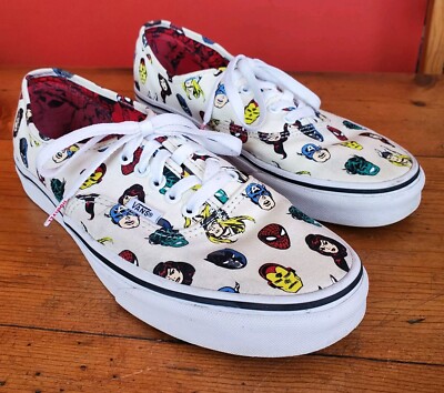 Size 9.5 Mens Vans Marvel X Authentic Marvel Heads Sneakers Skateboarding Shoes 