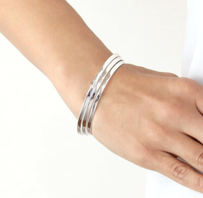 Toskana Silber Damen 925 Sterling Silber Triple Torque Armreif 18,2 gr UVP 372£