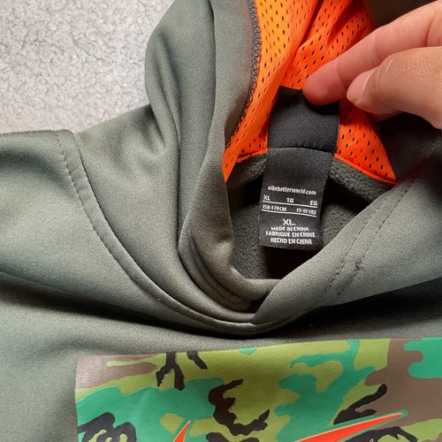 Nike Therma-Fit Sweatshirt Hoodie Youth XL 13-15 YRS Green Pullover Sweater Camo - Picture 8 of 11