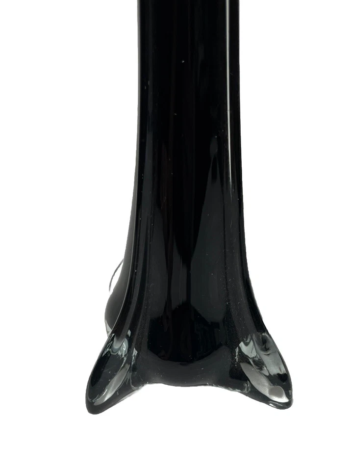 Jarrón de vidrio Art Deco alto negro interior y superposición transparente 16" Foto 4 de 4