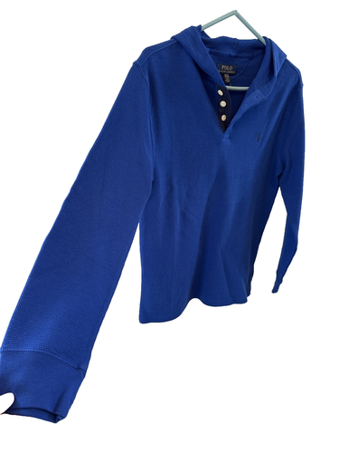NWT -Ralph Lauren Polo Boys Long Sleeve Hoodie Henley Blue - X Large, 18-20 NEW - Picture 18 of 22