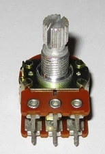Dual 500k Ohm Audio Potentiometer - Knurled Shaft with Threaded Bushing and Nut