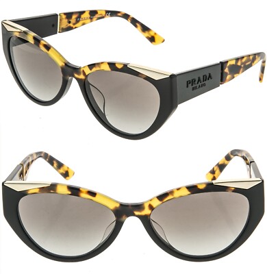 PRADA SYMBOLE Black Havana Gold Triangle PR03WSF 03W LOGO Fashion Sunglass 03WS
