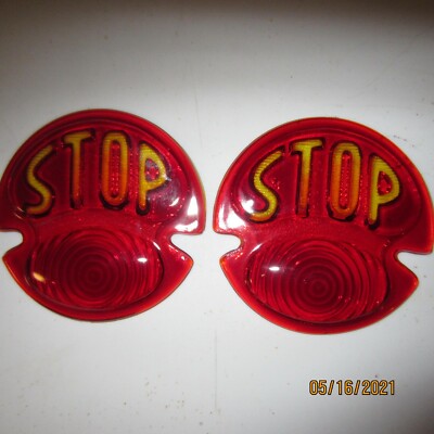 STOP GLASS TAIL LIGHT LENS 1928-1931 MODEL A REAL GLASS WITH S.T.O.P. ON IT