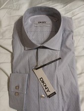 NEW 70 DKNY Micro Stripe SLIM FIT Dress Shirt 16 34/35 Large