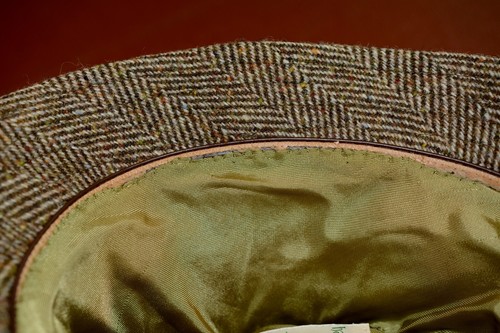 DONEGAL Michael O'Boyle Brown Handwoven Tweed Trilby Fedora Hat Mens Medium 54cm - Picture 8 of 9