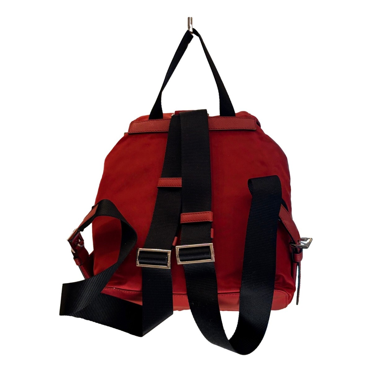 Prada Drawstring Backpack Red Tan Black Nylon Canvas Amazon.com: Prada Re-Edition Re-Nylon Drawstring Backpack  main image 3