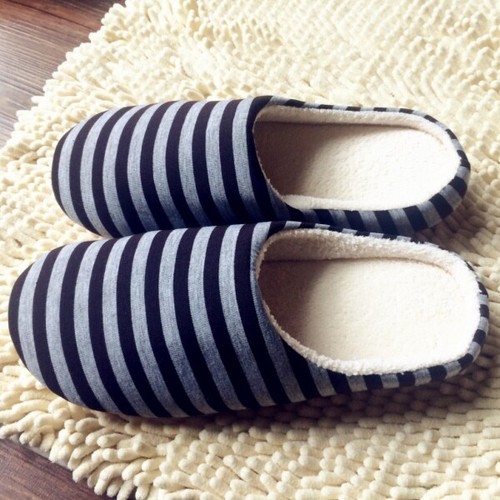Women Non-slip Slippers Home Plush Warm Soft Cotton Stripe Slippers Indoor-Shoes - Picture 14 of 22