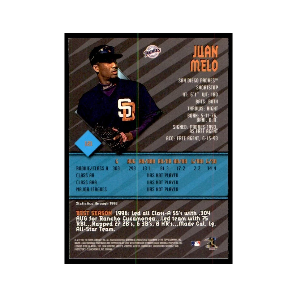 1997 Bowman Best Juan Melo Baseball Cards #121 - Image 2 of 3