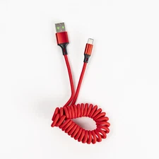 40W Fast Charging USB-A to C Cable Coiled Spring Nylon Braided Cord for Samsung