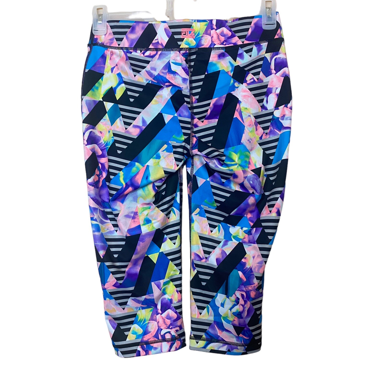 X2 Pantalone Fila Donna Taglia S Leggings Geometrici Cropped Running Multicolore