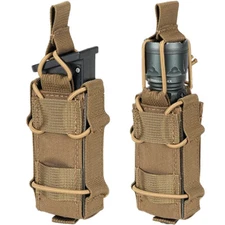 Tactical Molle Magazine Pouches Military Pistol Single Mag Bag Flashlight Holder