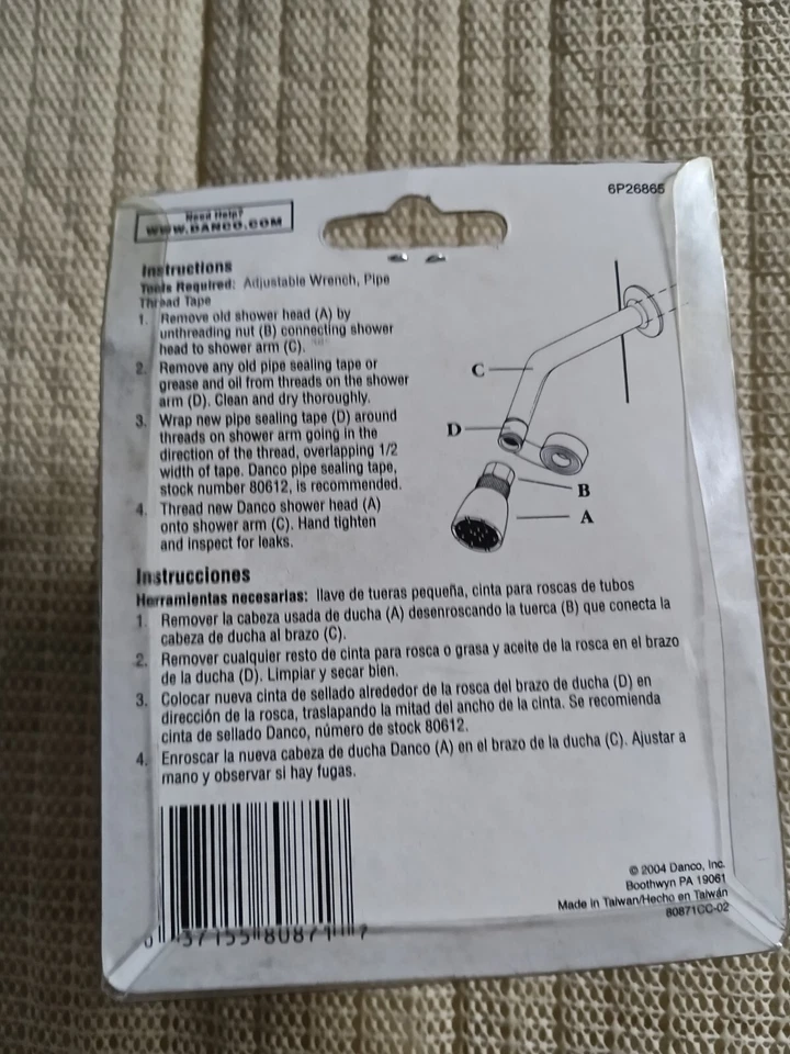 Cabezal de ducha Danco 80871 Universal Jet 1/2" enchapado en latón, 2,5 Gpm Foto 2 de 2