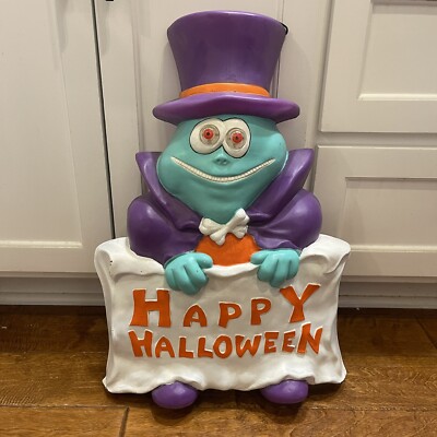 Vtg Halloween Blow Mold Frog Paper Magic Group Happy Halloween Monster Lawn Prop