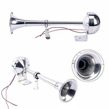 12V Marine Boat Stainless Steel Single Trumpet Horn Low Tone 16-1/8 Amarine Made