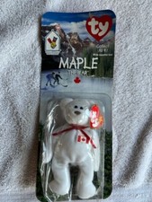 Vintage Maple the Bear Beanie Baby with tag errors