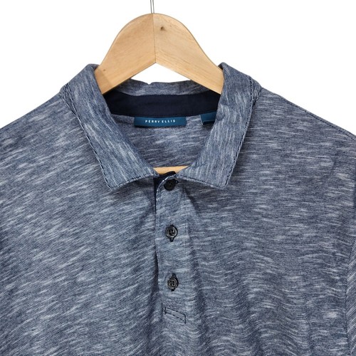 Perry Ellis Mens Blue Polo Shirt L/G Cotton/Polyester Short Sleeve | eBay