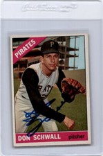 DON SCHWALL 1966 TOPPS #144 HARD SIGNED AUTOGRAPH PITTSBURGH PIRATES *12021