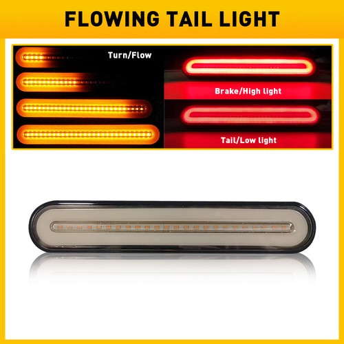 28LED Car DRL LED Light Bar Brake Flowing Turn Signal Stop Tail Strip Red Yellow